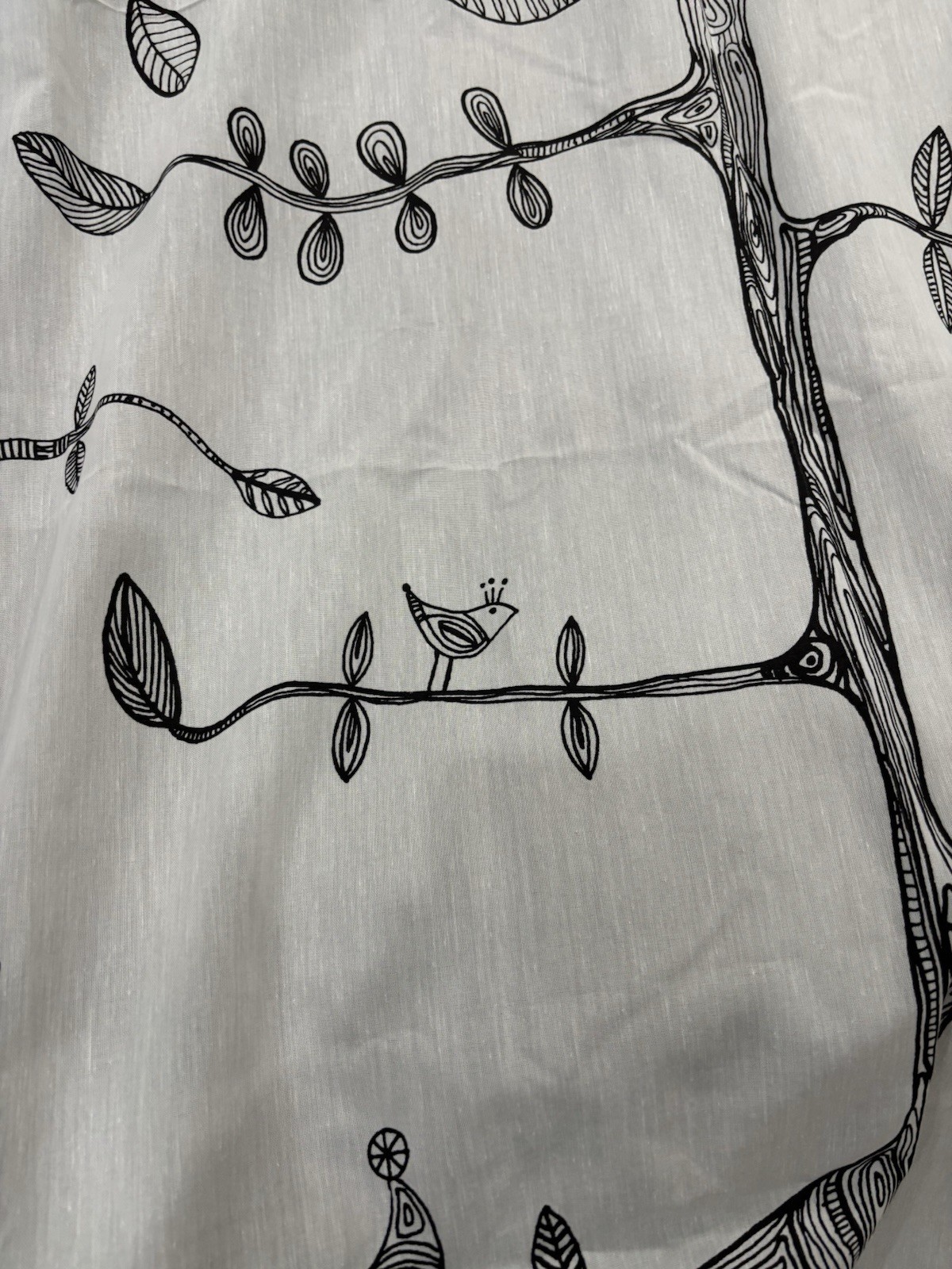 Four Panels Of Ikea Black And White Birds On A Tree Curtains 57 By 98 Inches