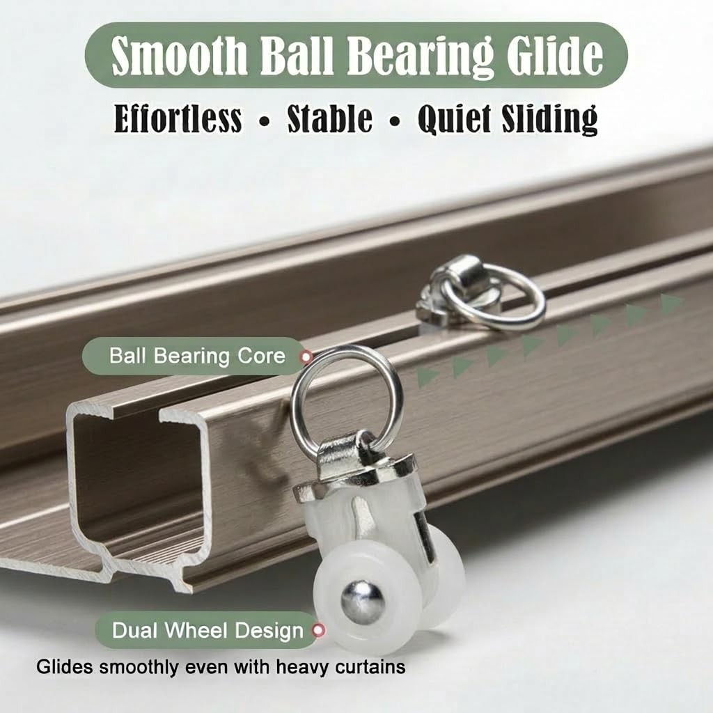 Zshine Heavy-Duty Curtain Conjoined Double Track Rails Ceiling Mounting For