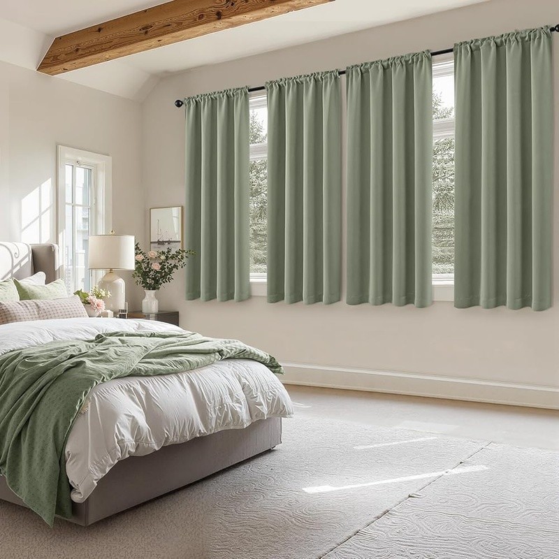 Blackout Curtain Room Darkening Dual Rod Pockets Thermal Insulation New