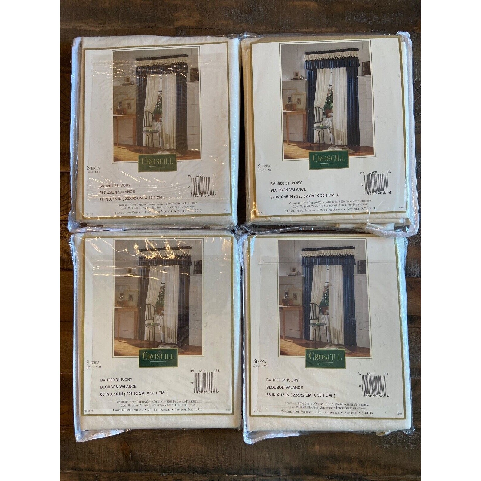 New Croscill Blouson Valance Sierra Style 1800 in Ivory 88″x15″ Set of 4