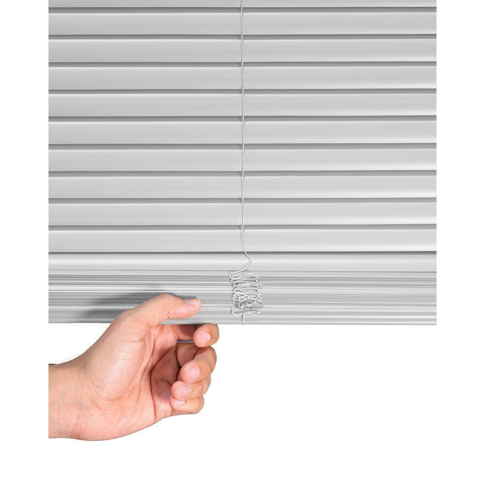 Cordless Light Filtering Vinyl Mini Window Blinds 1 In. Slats, Gray, 29 In. W X