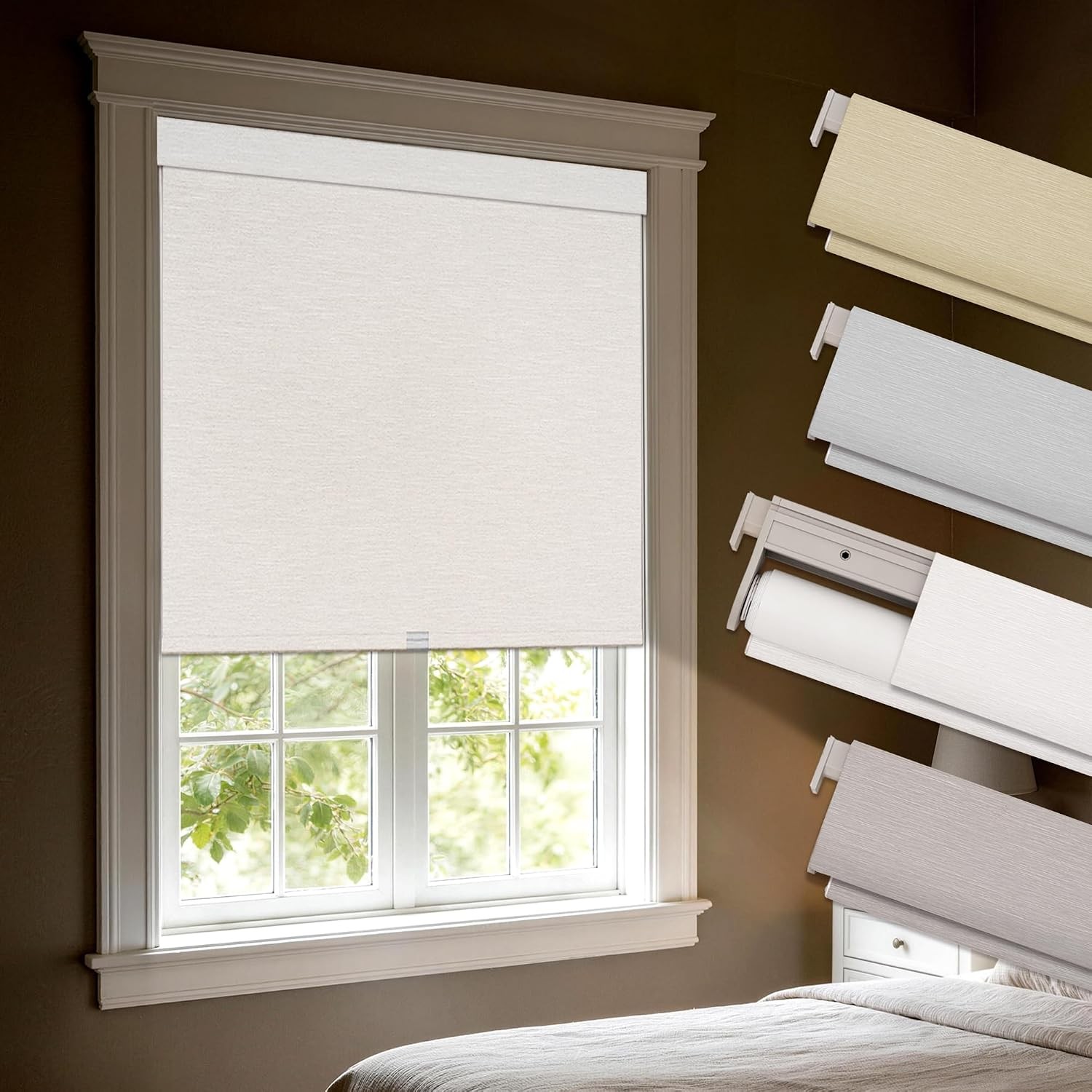 Blackout Roller Shades with Valance for Bedroom,White,46″ W X 72″ H | No-Drill