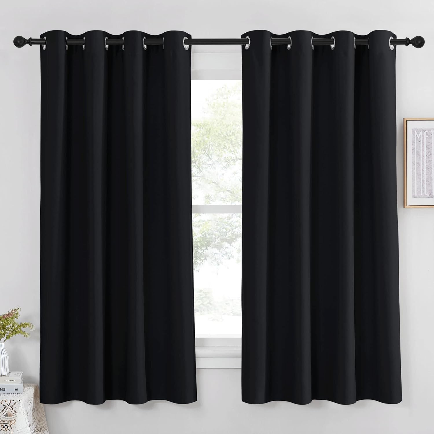 NICETOWN Black Out Curtains 63 Inch Long – Grommet Thermal Insulated Modern Room