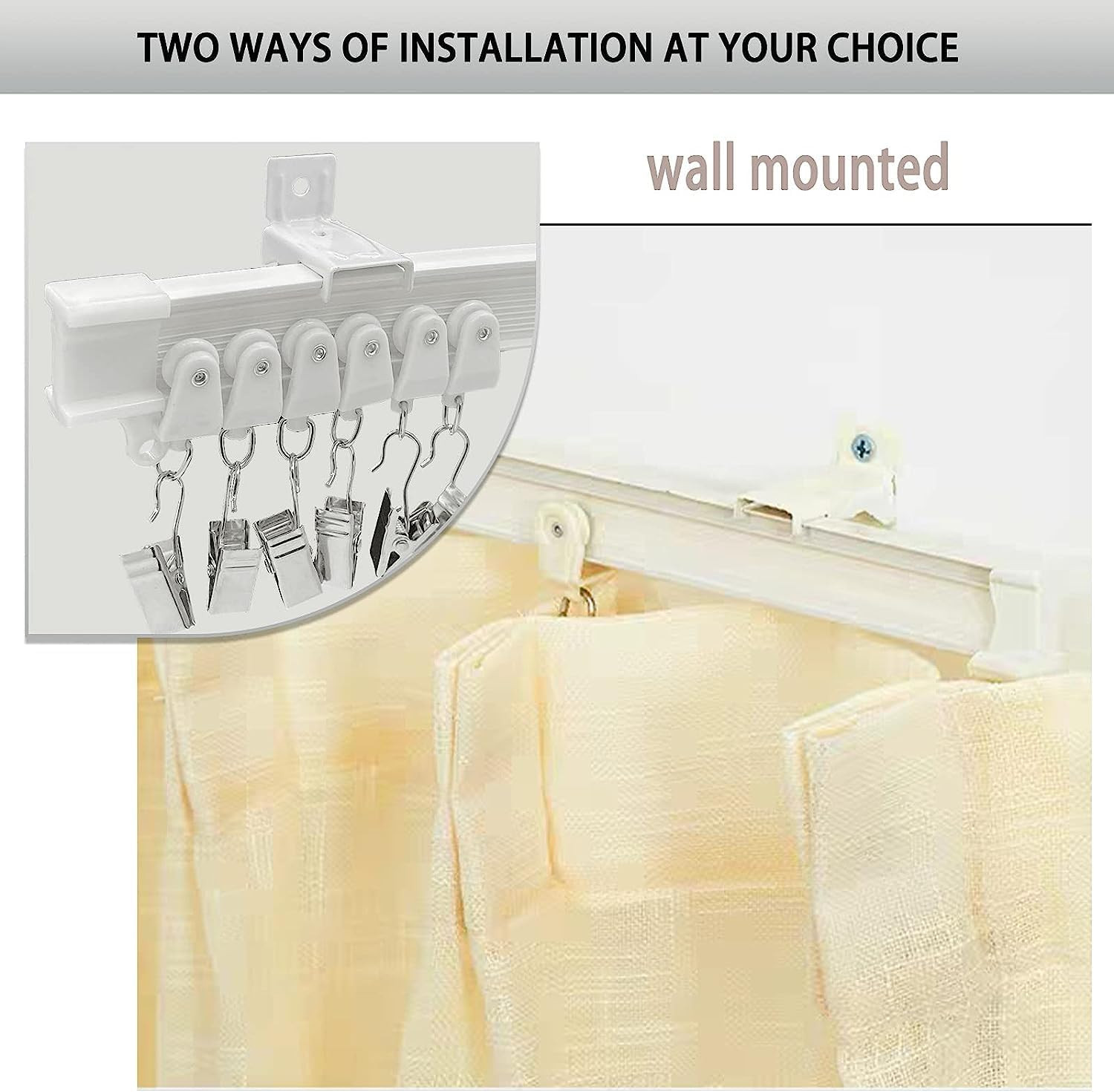 Curtain Track Accessories for 20Ft Flexible Bendable Ceiling Wall Mount, Curved