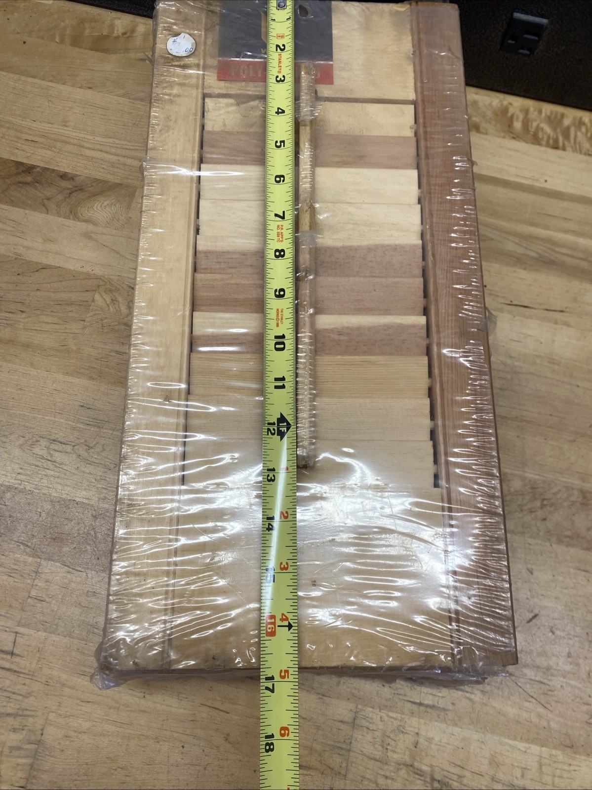 (4) Wood Shutter Panels Movable Louver Unfinished Narrow Slat 8” x 17”