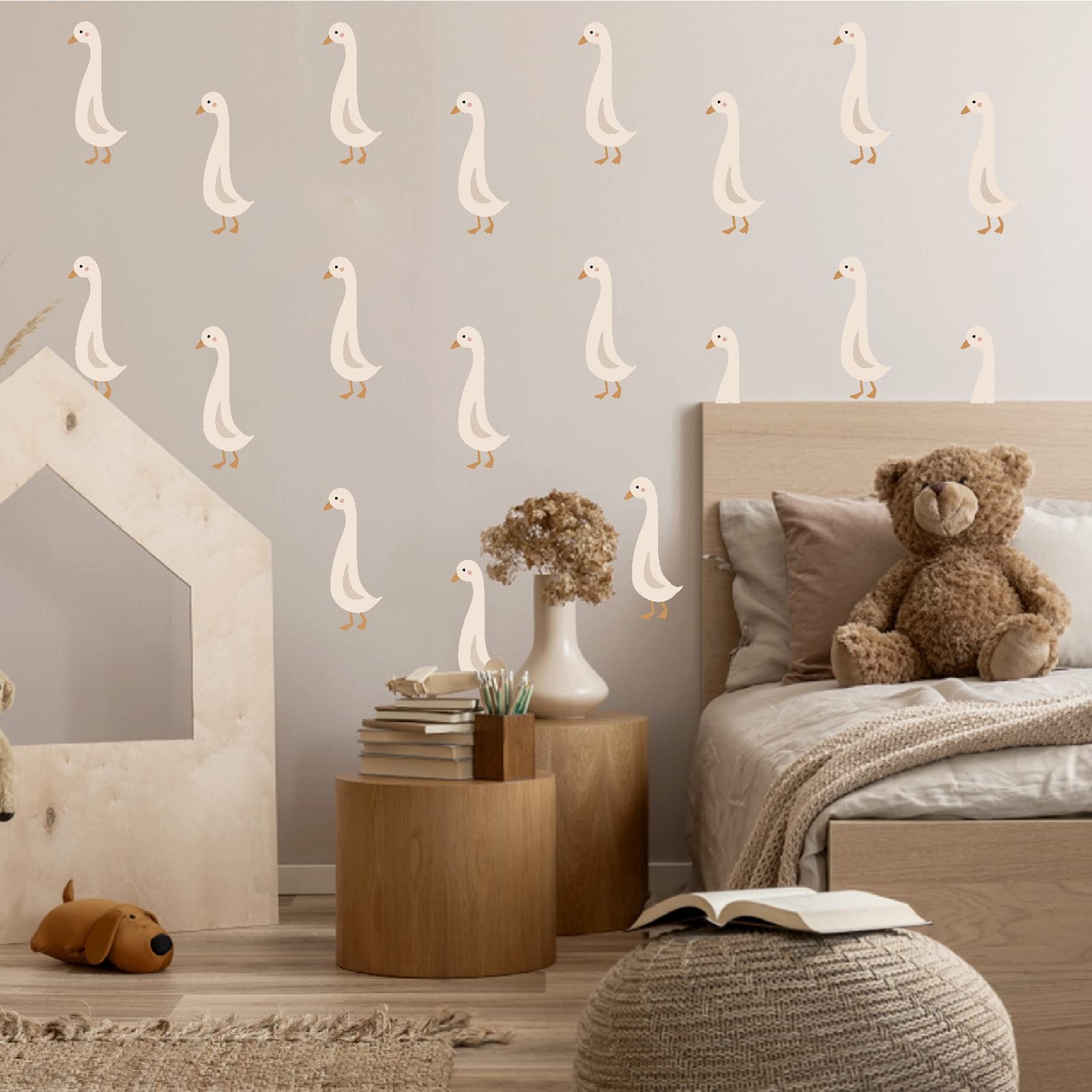 Cute Geese Wall Stickers Peel and Stick Goose Decals Funny Animal