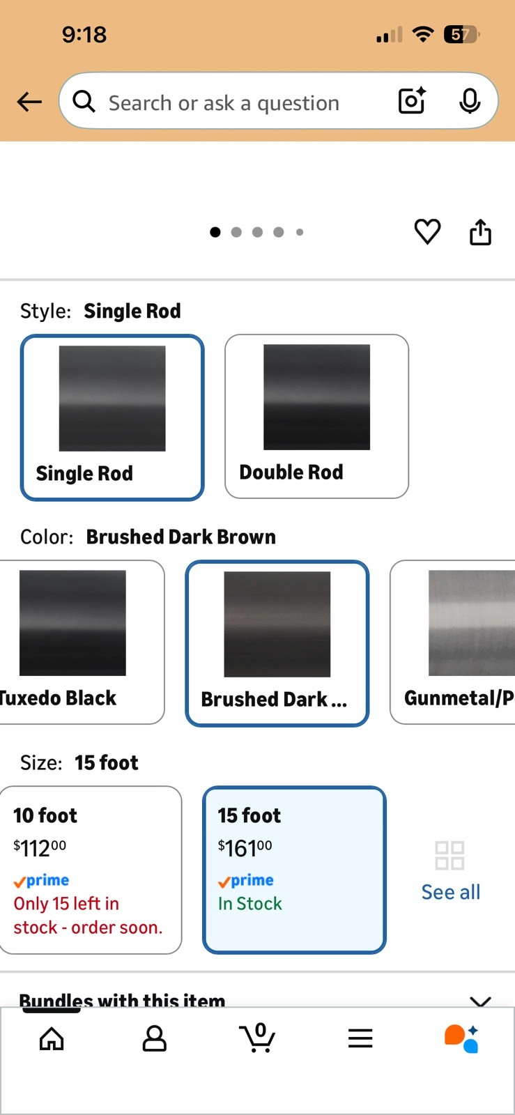 BlastHome® Luxury Extra Long Curtain Rod, 1 ¼” Rod Set 15 ft Brushed Dark Brown
