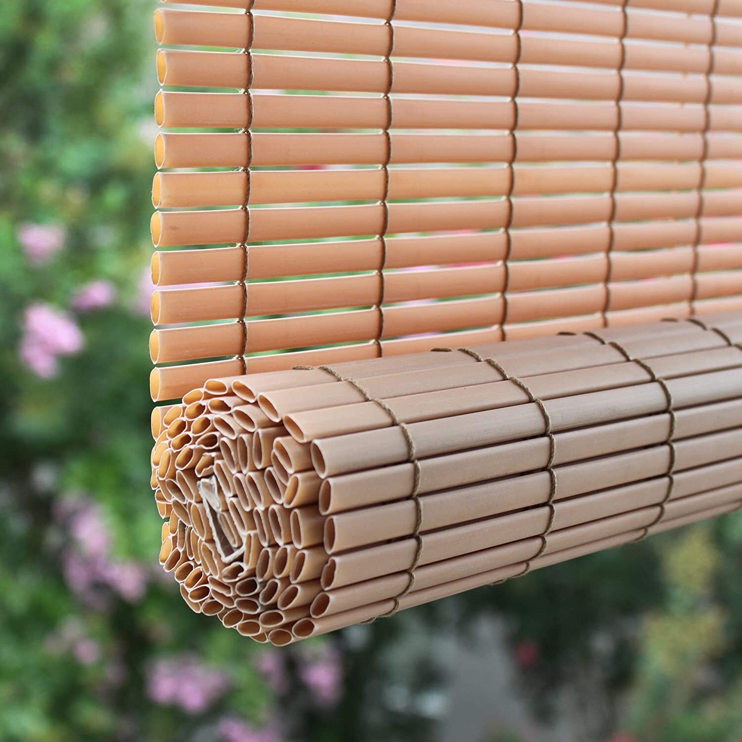 Cordless Roll Up Sun Shade PVC Bamboo Blinds Outdoor Home Patio Porch 36 X 72 In