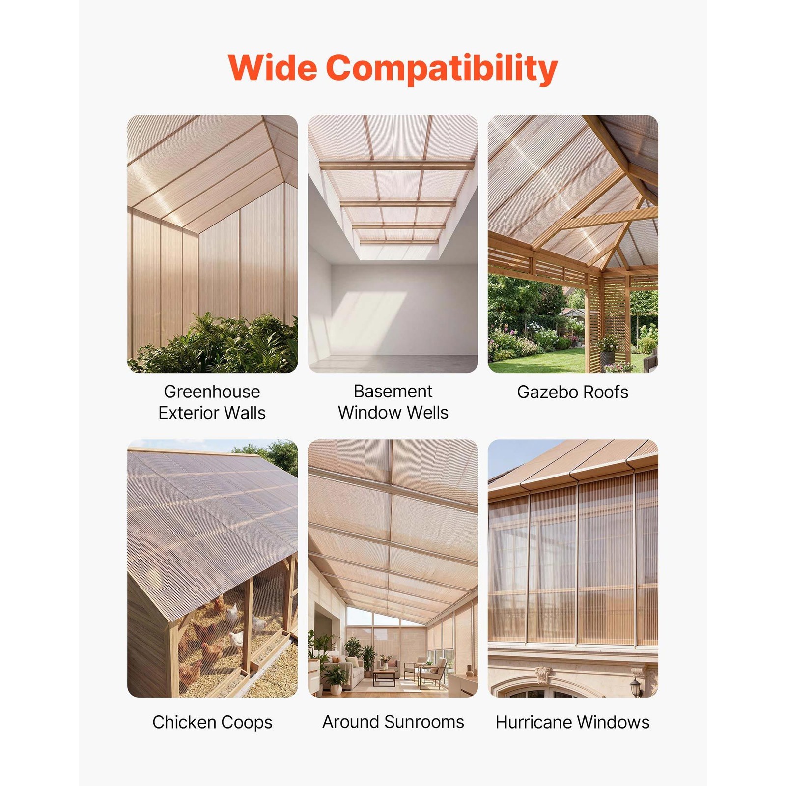 12-Pc Corrugated Plastic Roof Panels: 5’x2′, -40°F to 248°F, for Chicken Coops