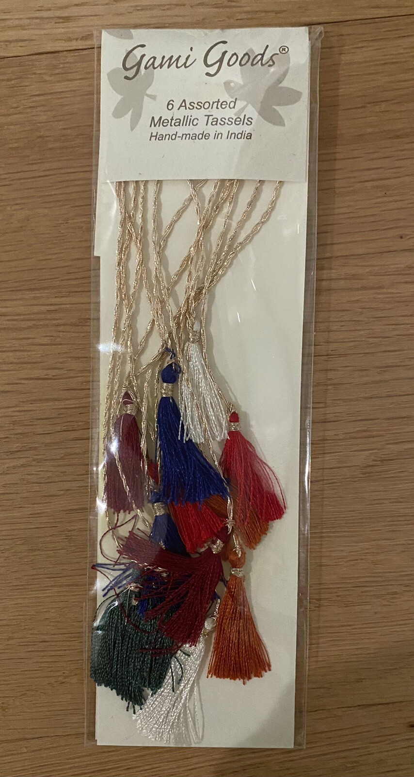 LOT OF 6 ASSORTED METALLIC TASSELS (hand made India)