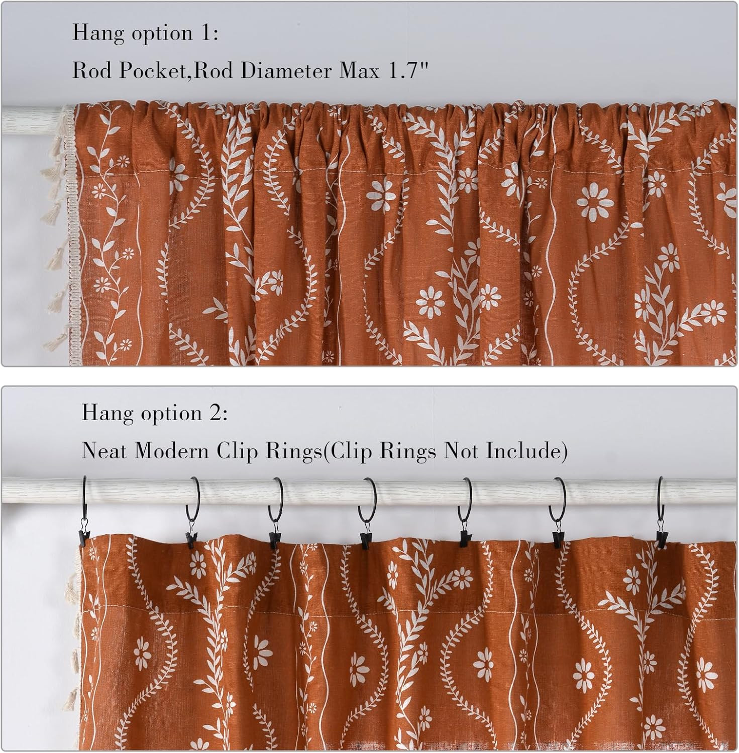 Terracotta Curtains 84 Inch Length Boho Farmhouse Curtains for Living Room 2 Pan