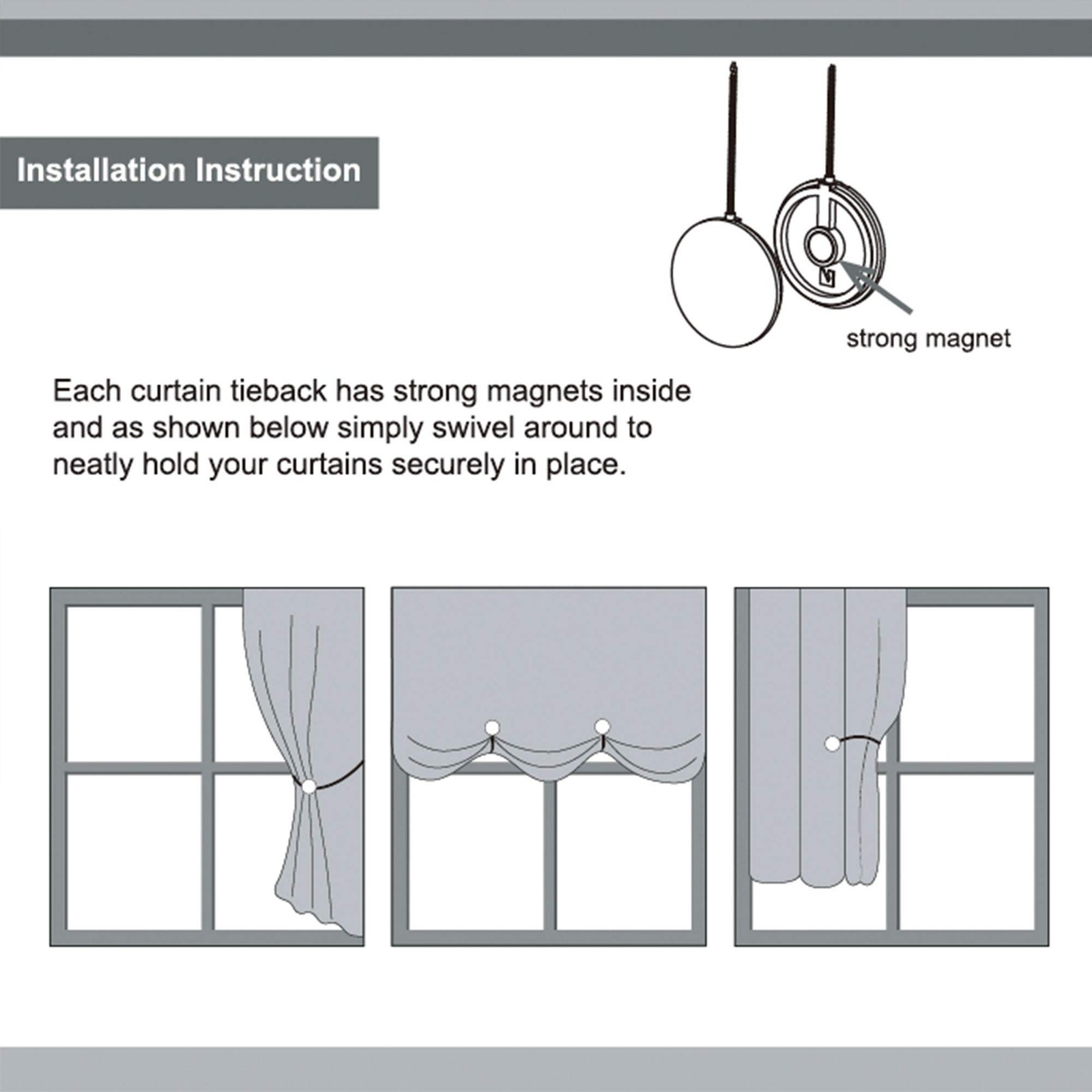 Circle Magnetic Curtain Tiebacks, The Most Convenient Drape Tiebacks for Big,…