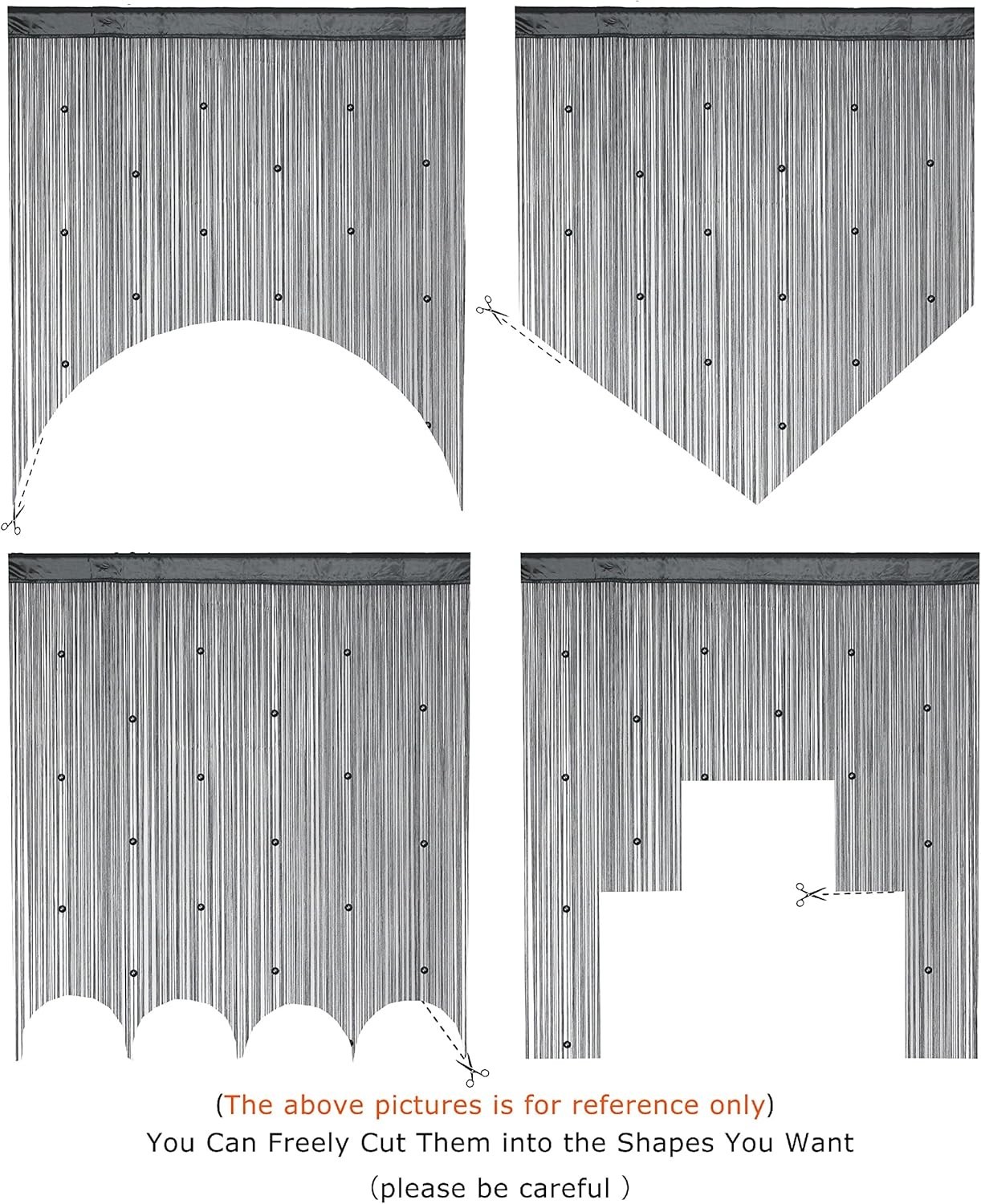 Beaded String Curtain Grey Boho Room Divider Doorway Window Privacy Panel 39×110