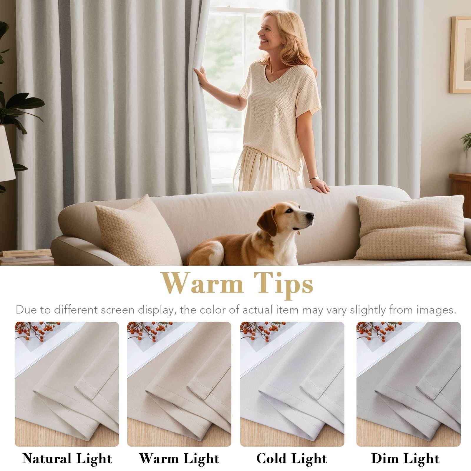 H.VERSAILTEX Blackout Curtains for 42″W x 63″L (Pack of 2), Ivory/Cream