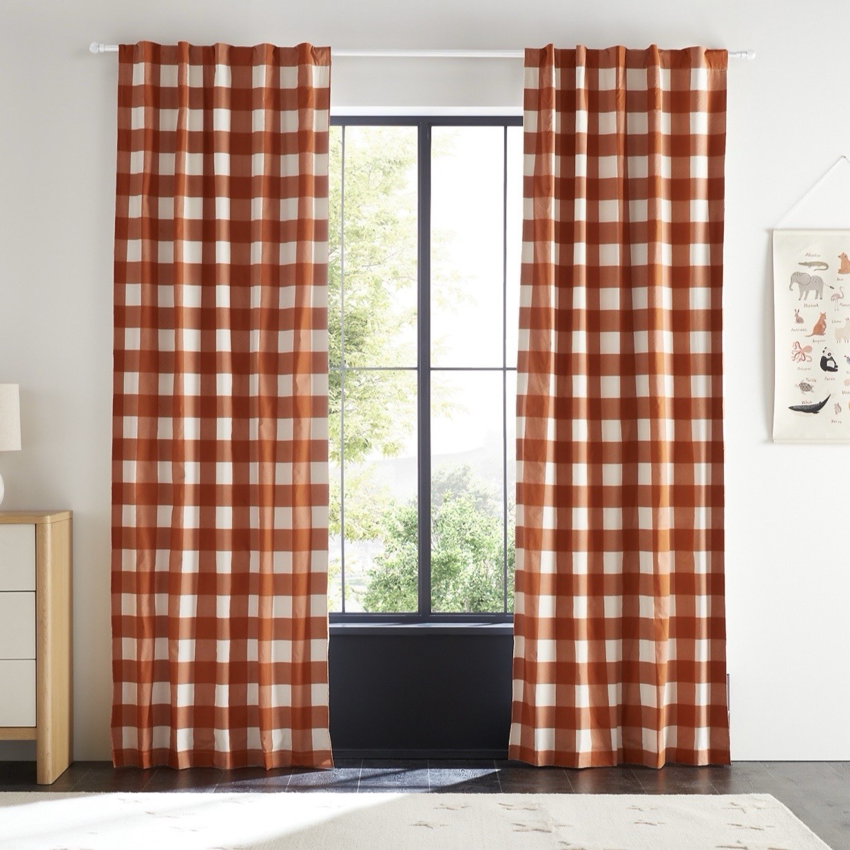 Crate & Kids Terracotta Buffalo Check Blackout Curtain Panels 44×84 Pair