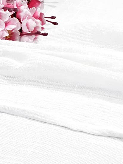 Linenweaves Cotton Linen Solid Window Curtain Set With Eyelet Rings 4.5ft x 5 ft