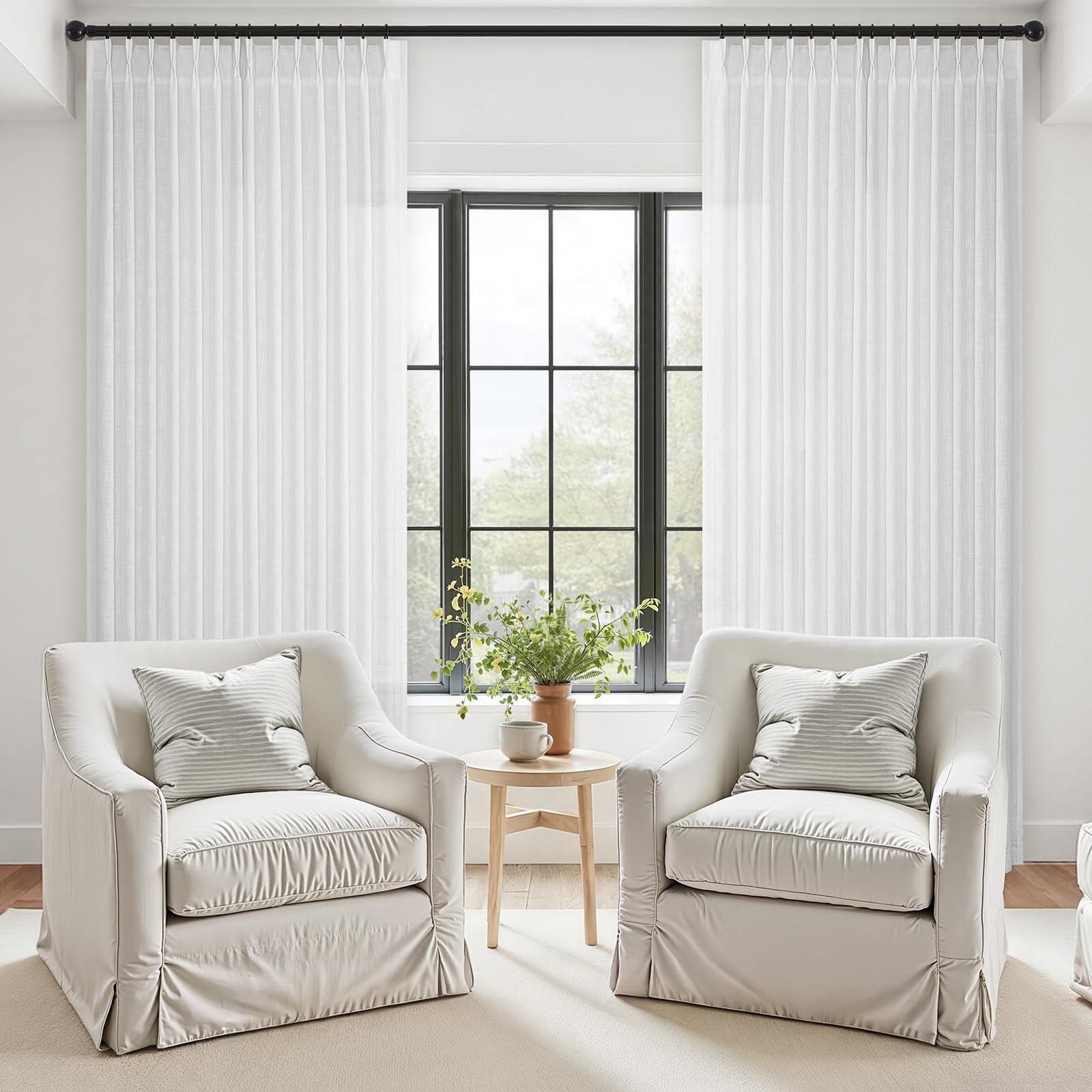 Off-White Pinch Pleated Curtains 96 Inches Long for Living Room 2 Panels Sets…