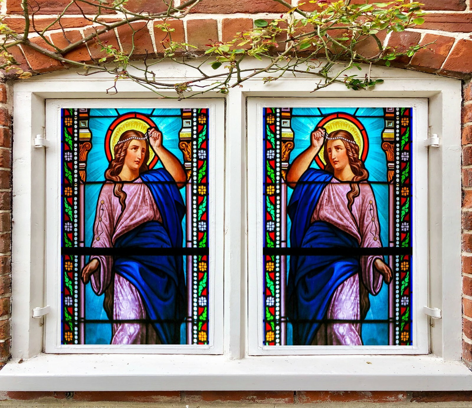 3D Blue Woman ZHU760 Window Film Print Sticker Cling Stained Glass UV Zoe