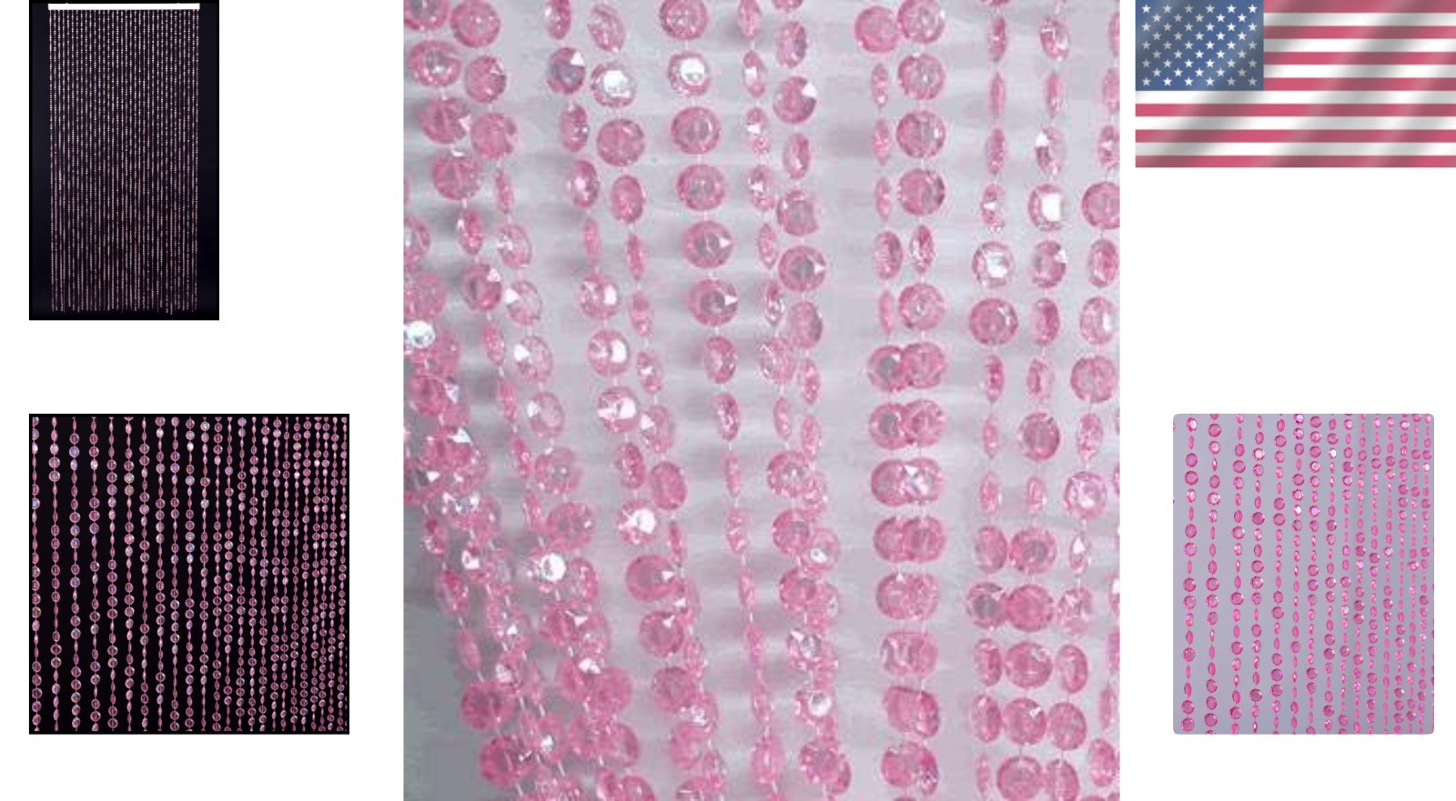 Stunning Pink Iridescent Beaded Curtain – 34 Strands