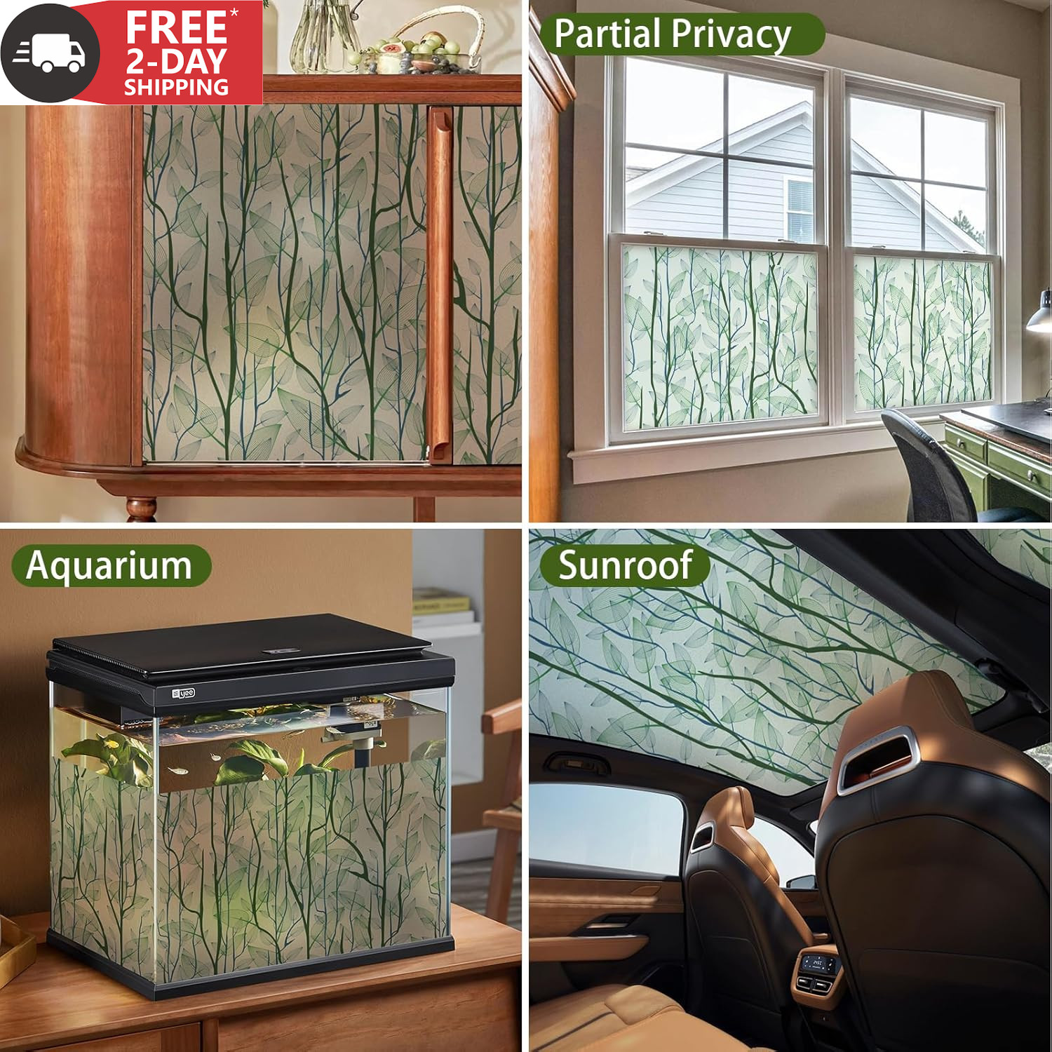 DKTIE Window Film Privacy with Installation Tools, Decorative Stained Glass Wind