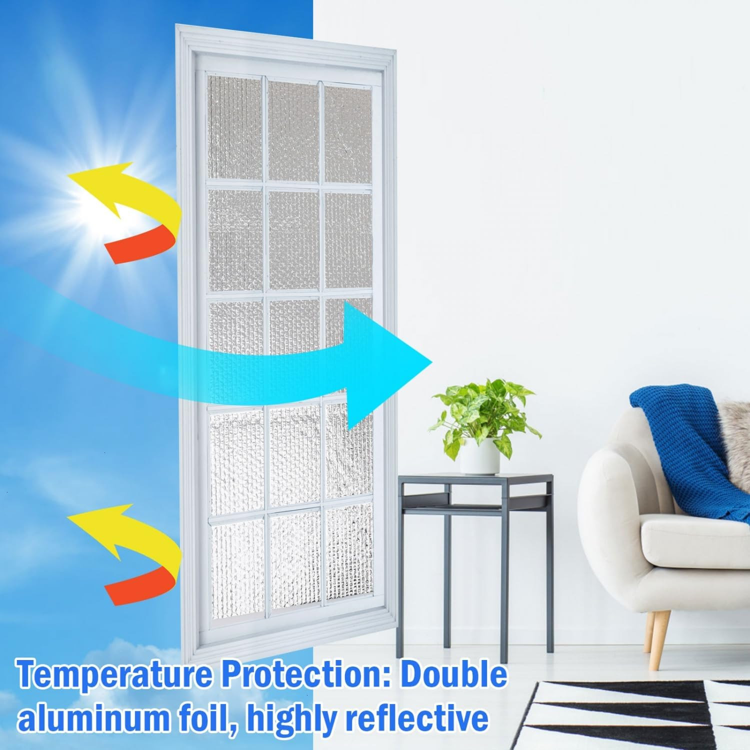 Double Reflective Insulation 48 in X 10 FT RV Window Insulation for Summer Heat