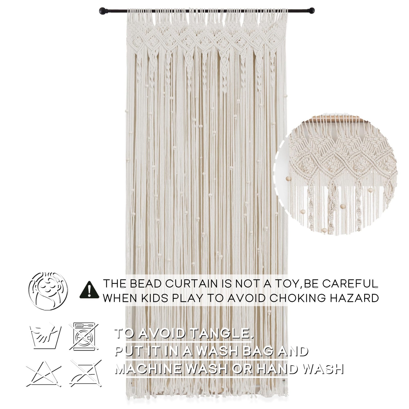 Macrame Curtain Wall Hanging Boho Beaded Tapestry Curtain for Closet Doorway …