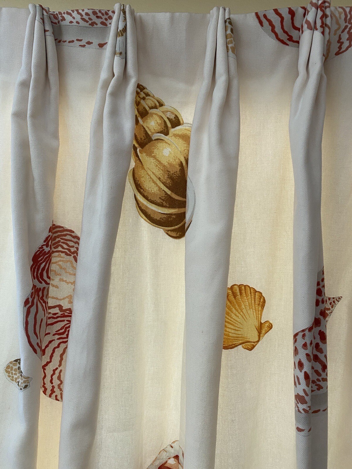 Stunning Shells Print Designer Custom Interlined Pinch Pleat Curtains 98×32 Each