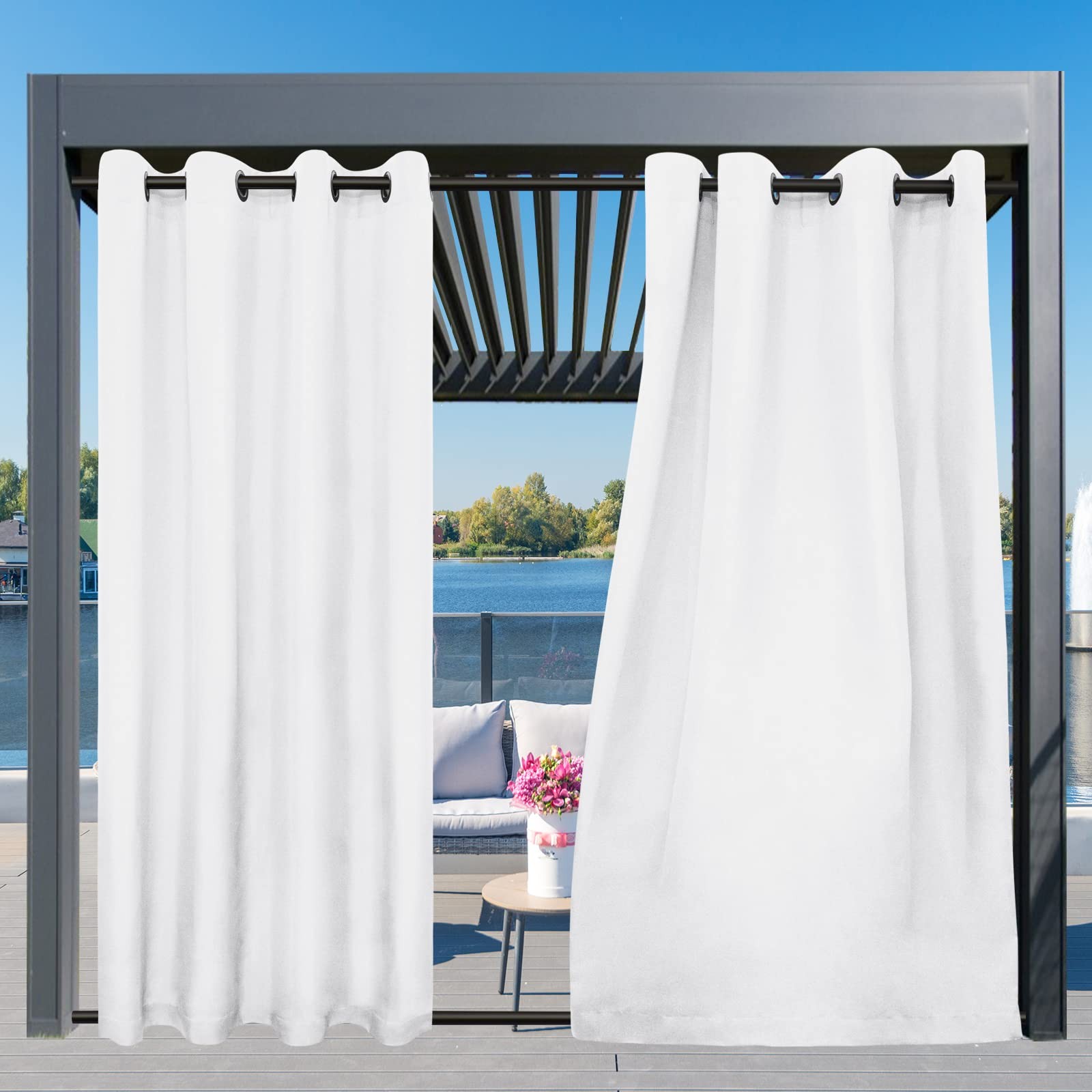 Outdoor Curtains Waterproof Windproof Weatherproof Curtain for Patio, Cabana,…
