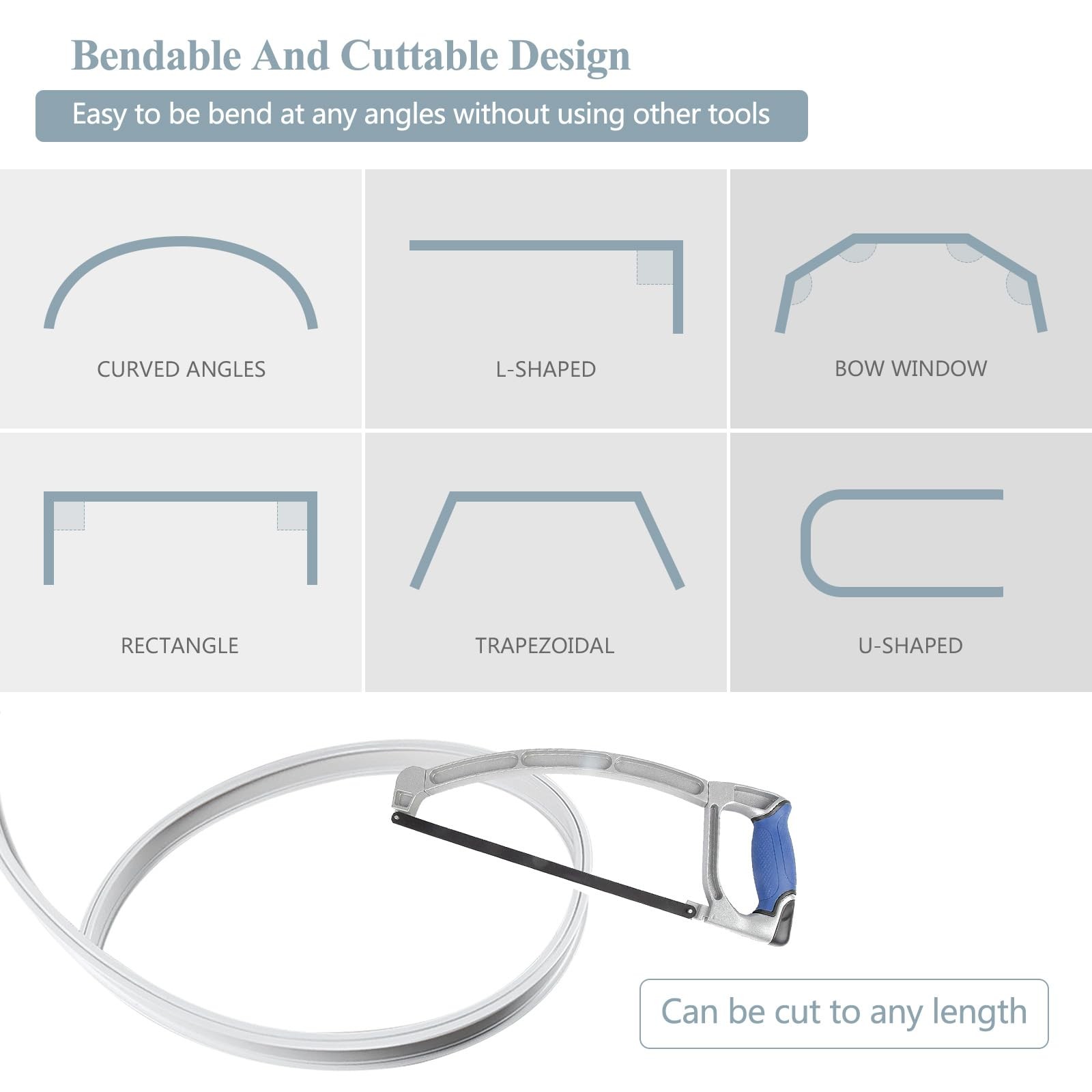 Ceiling Curtain Track Flexible Bendable Curtain Track Wall Mount Room Divider