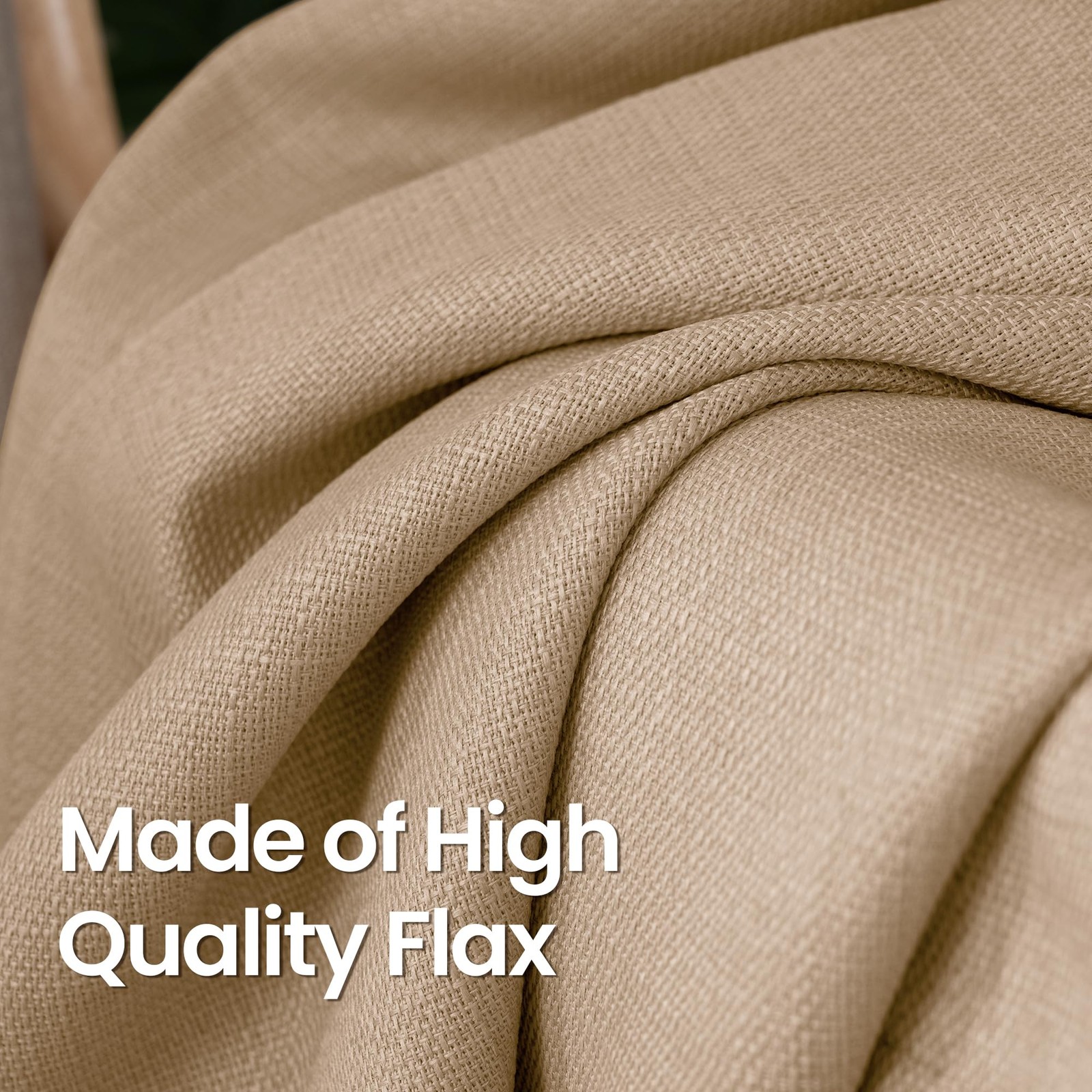 BGment Tan Curtains 84 Inch for Living Room – Light Filtering Faux Linen Look…
