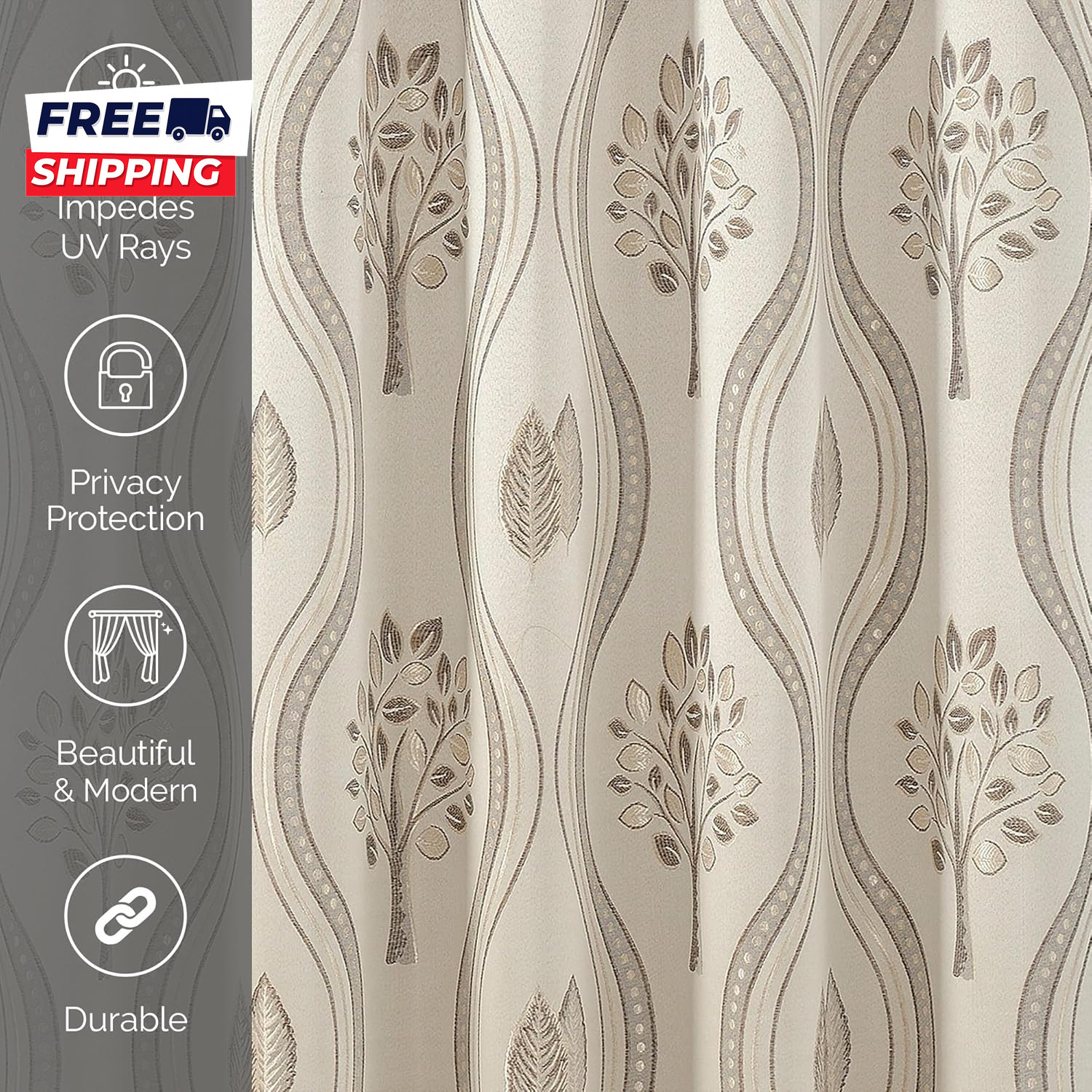 Luxurious Beautiful Curtain Panel Set with Attached Valance and Backing 54″ X 84