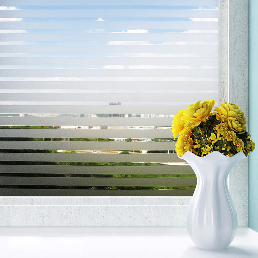 Stripe Frosted Glass Film Static Cling Office Bedroom Bathroom Home Window Tint