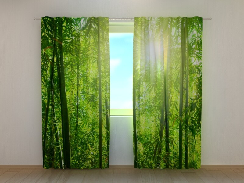 3D Photo Curtain Sun in Bamboo Forest Made to Measure