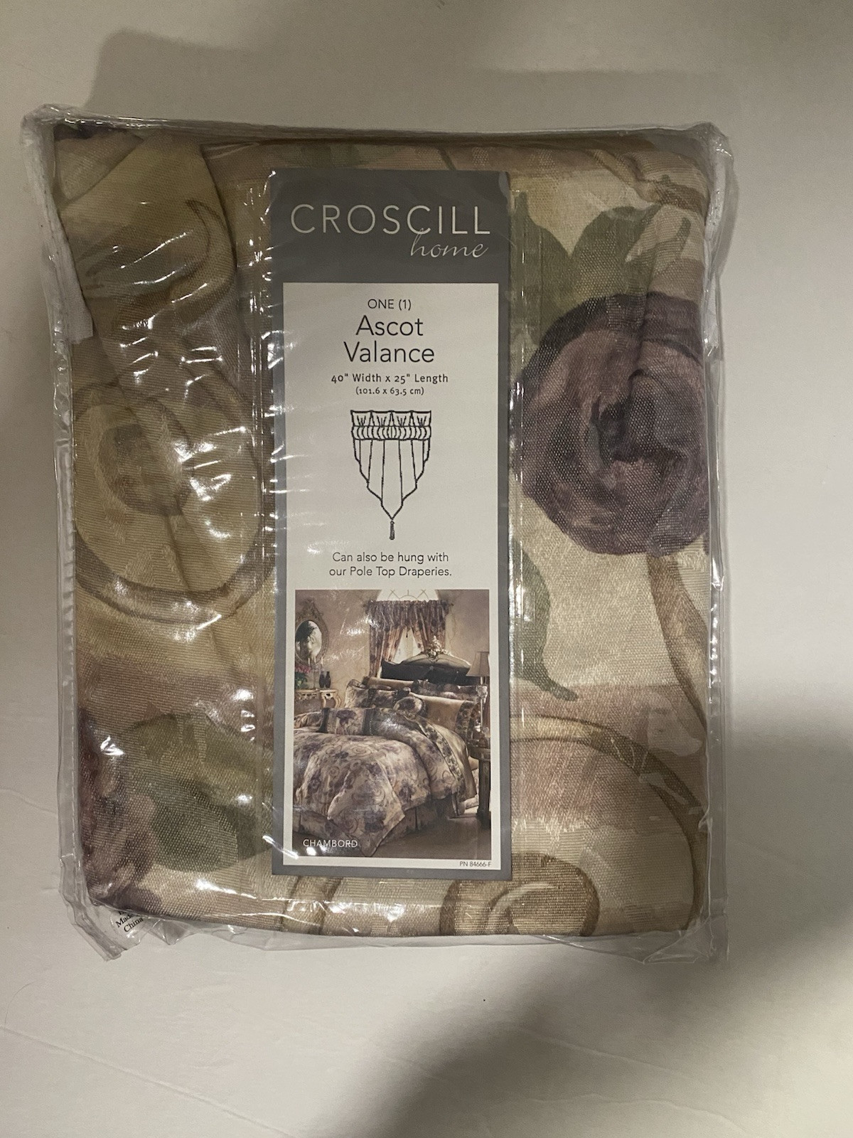 Croscill Home Ascot Single Valance With Tassel 40×25 Amethyst Chambord NEW