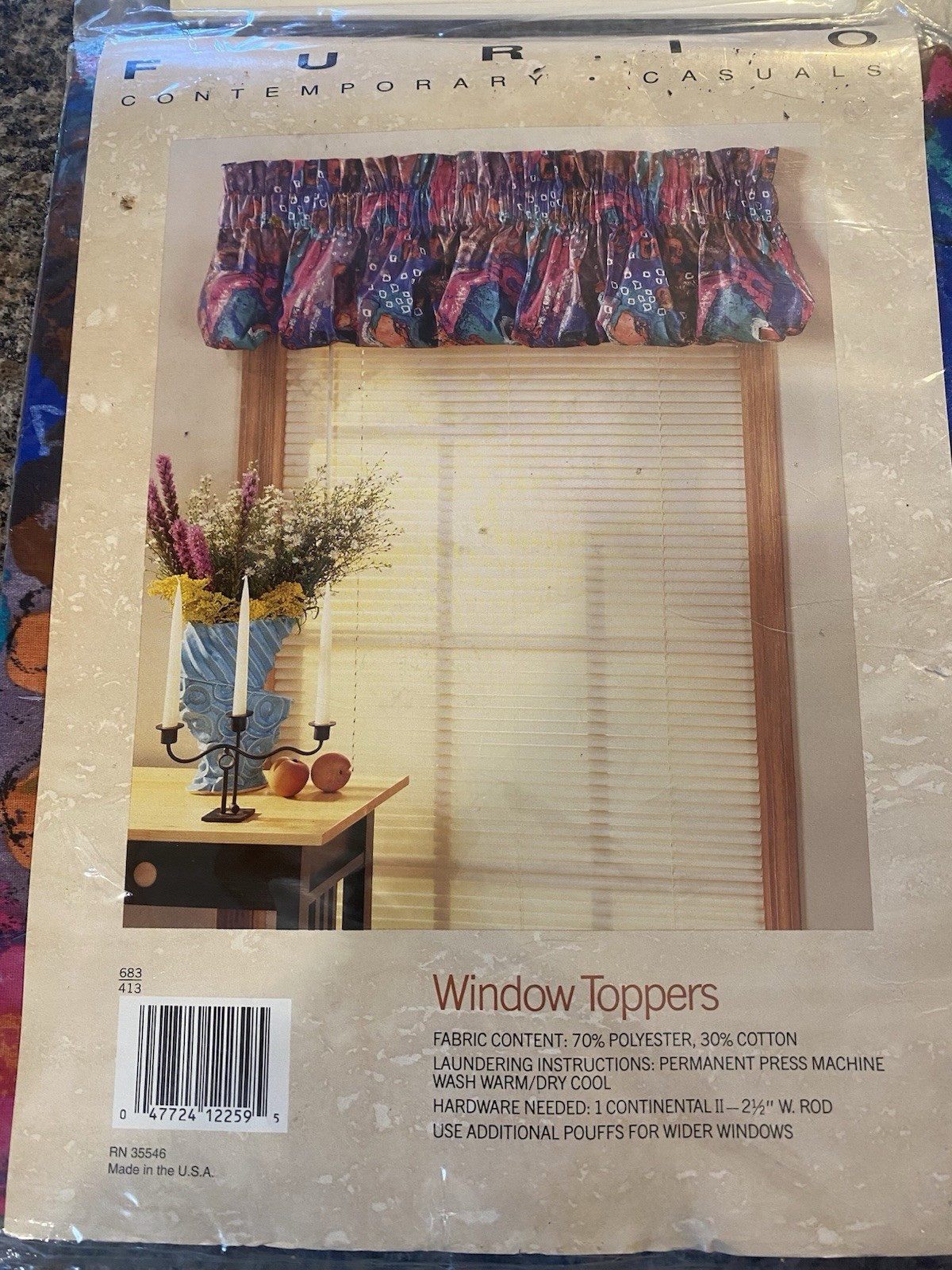 Furio Vintage Natural PROFILE Window Topper Valance 1 Piece 80”W x 16”L NEW
