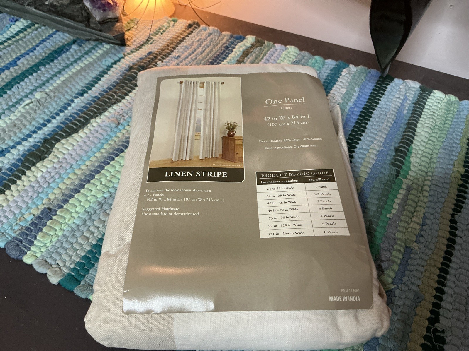NWT Casual COASTAL STRIPE COTTON LINEN CURTAIN PANEL 42×84” A38
