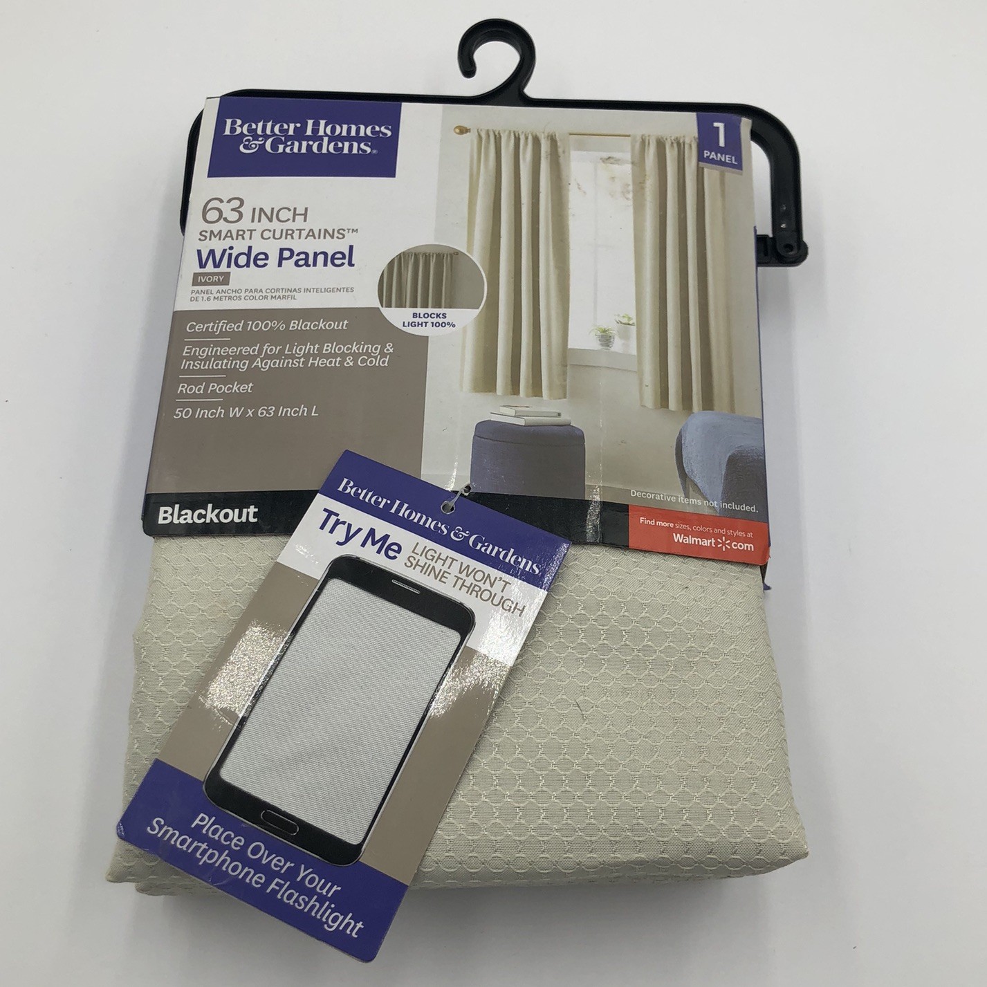 Better Homes and Gardens Ivory Blackout Curtains 63 Inch Wide Panel Rod Pocket