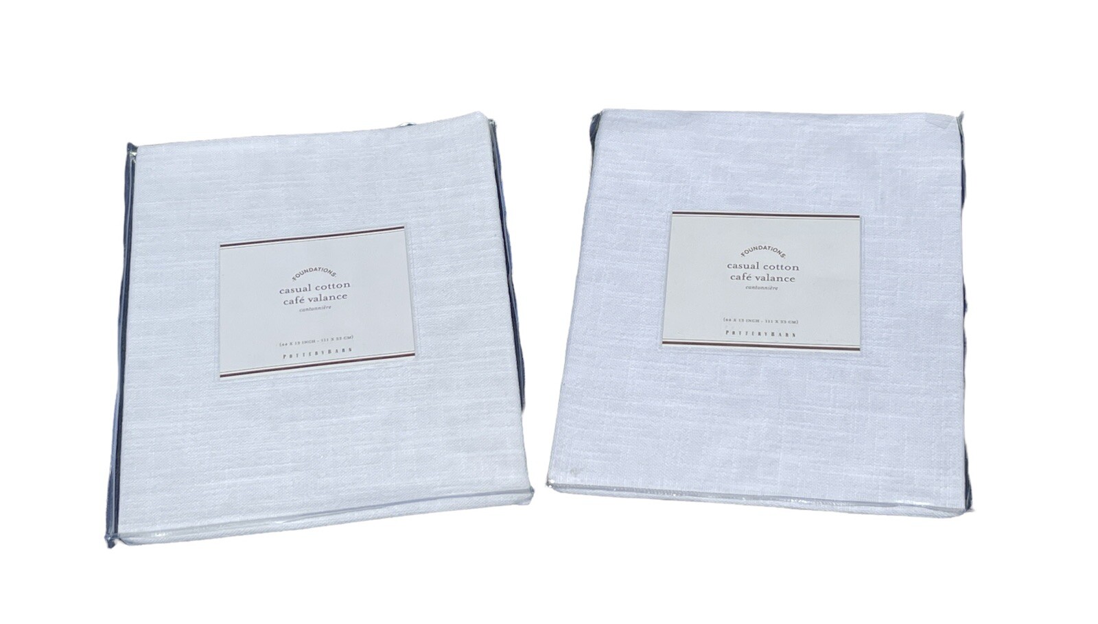2- Foundations Casual Cotton Cafe Valance By Pottery Barn -White – 44X13in