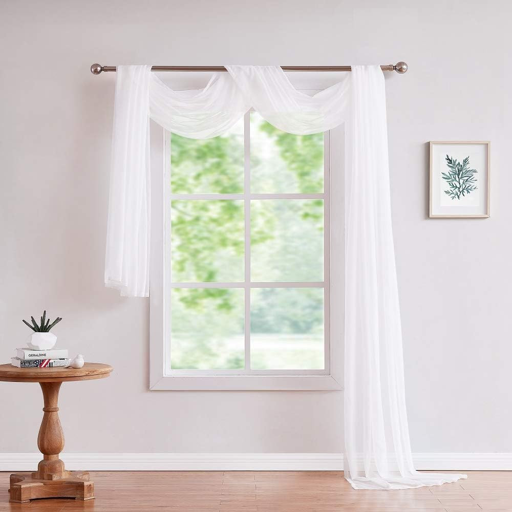 Extra Long White Sheer Window Scarf 45ft – Perfect for Canopy & Wedding Decor