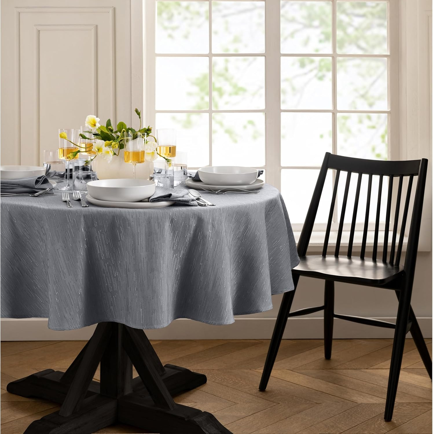 Home Fashions Continental Solid Texture Water, Stain & Wrinkle Resistant Tablecl