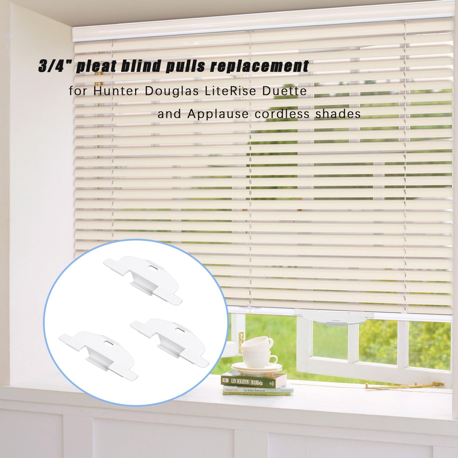 3/4″ Pleat Lite Rise Handles Blind Pulls for 1.1 inches x 3.34 inches, White