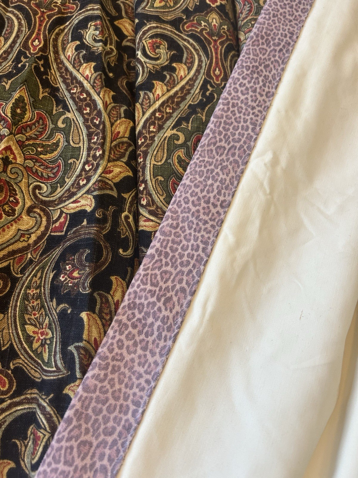 Custom Heavy DRAPES Paisley Jacquard Weighted Lined 21×88” Leopard Dark 2 Panels