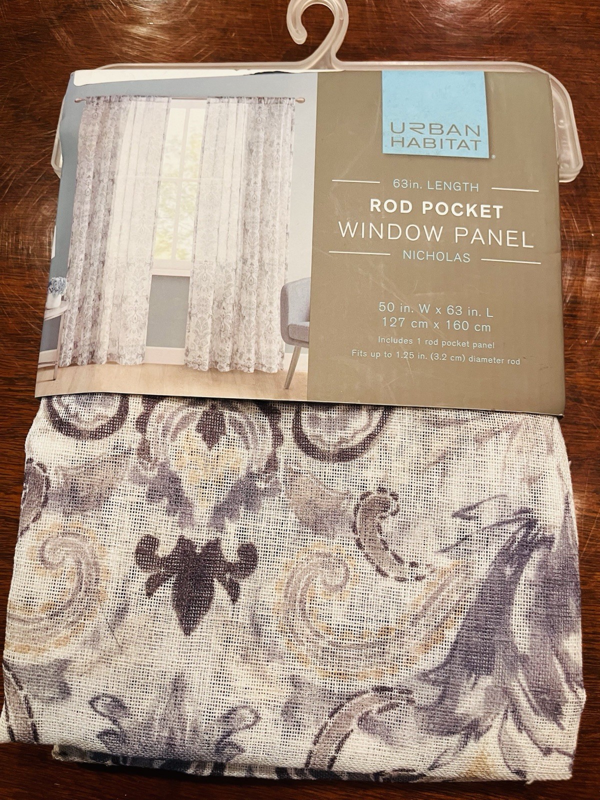 Urban Habitat Nicholas Sheer Rod Pocket Window Panel 50x63in Grey Modern Floral
