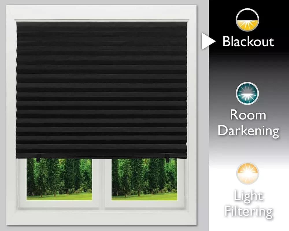Pleated Fabric Shades, Temporary Window Blinds, No Drilling Self Adhesive Blind*