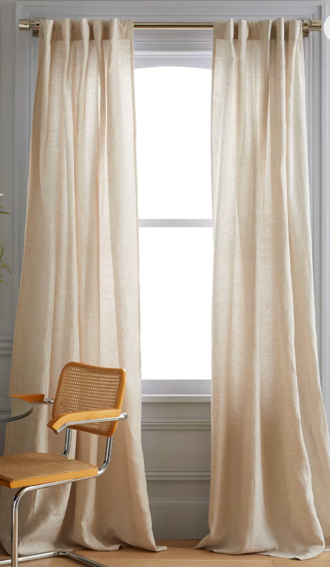 Quince European Linen Light Filtering Curtain Flax 48×96 Single Panel New