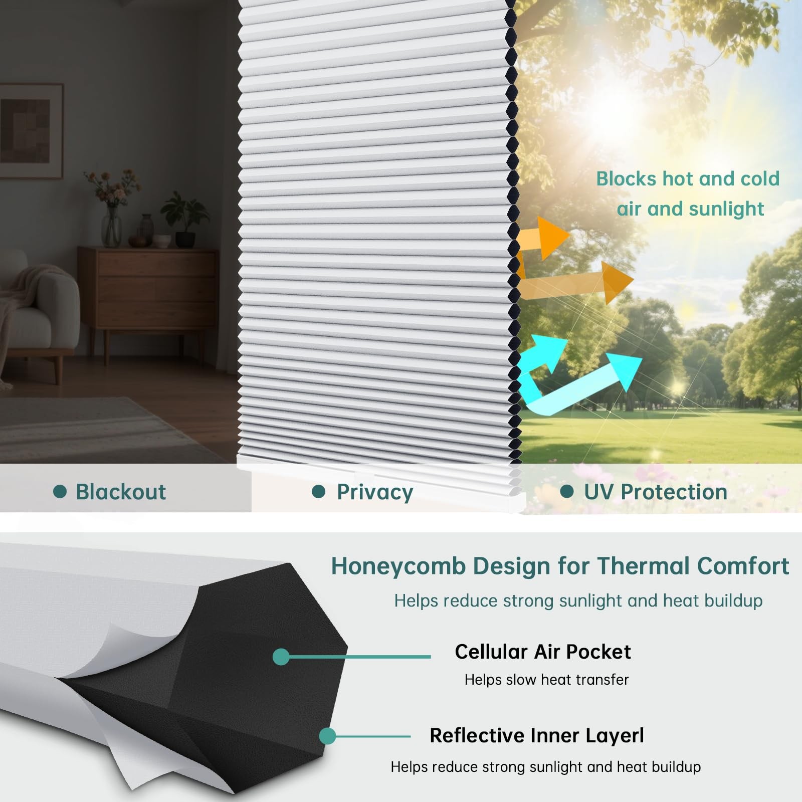 Changshade Blackout Top Down Bottom Up Cellular Shades Cordless Honeycomb