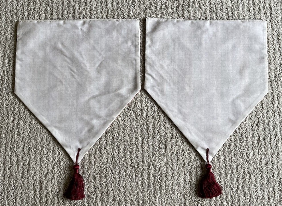 2 Two Plaid Triangular Window Curtain Toppers 13.5” W x 20” L Custom Sewn