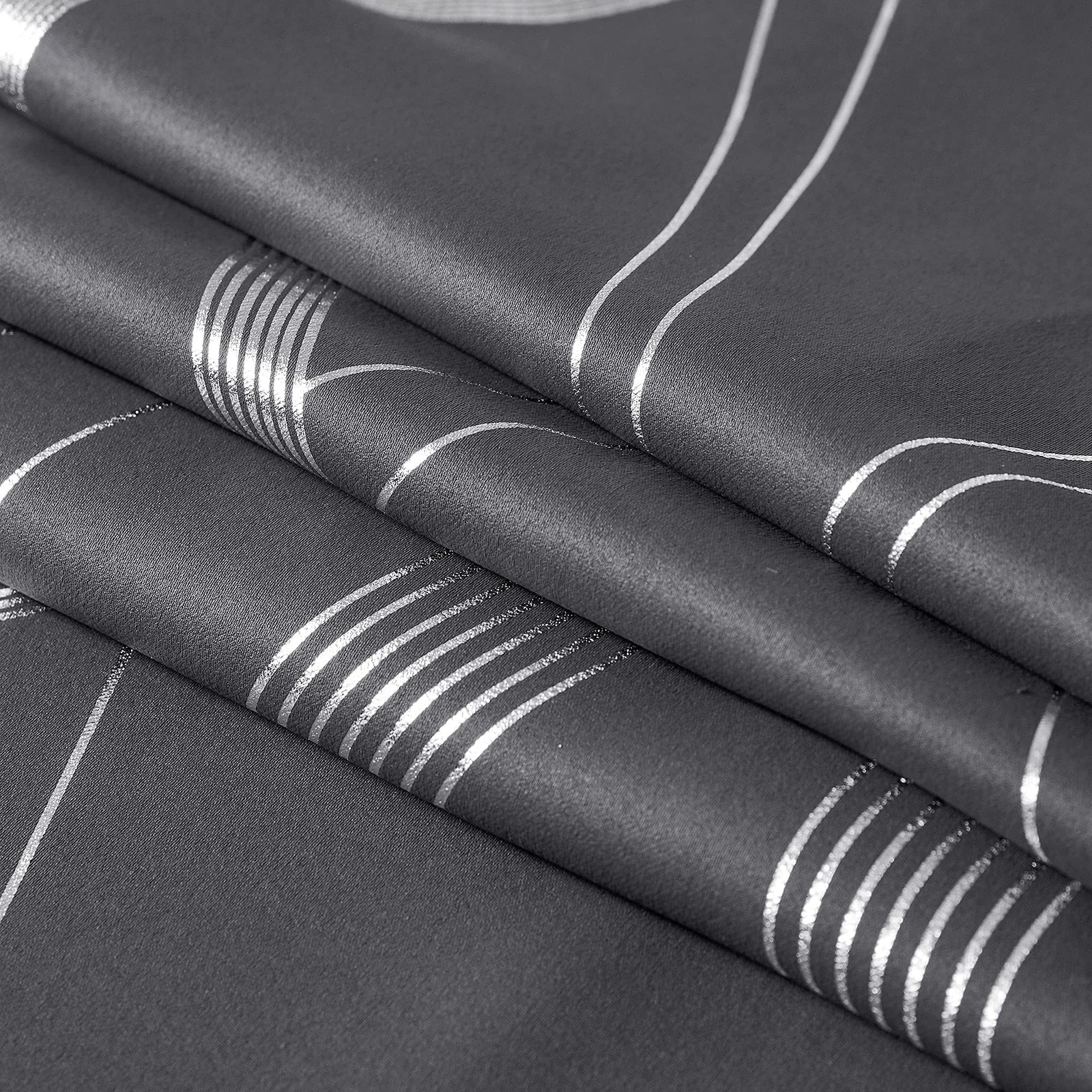 Grey Blackout Striped Pattern Curtains for Living Room 84 inch Long 2 Panels …