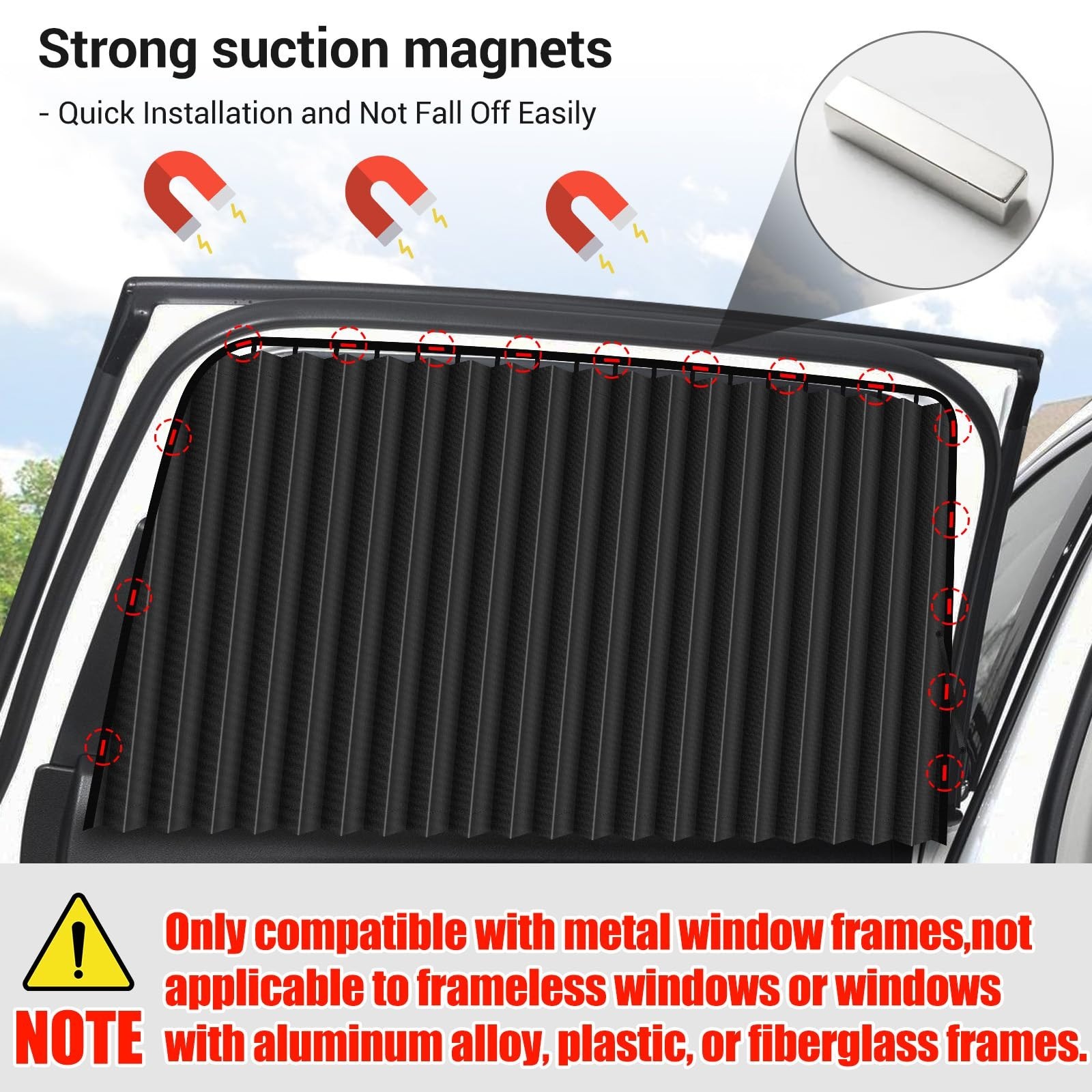 Car Window Shades Magnetic 4 Pack – Blackout Blinds UV Protection Heat Insulatio