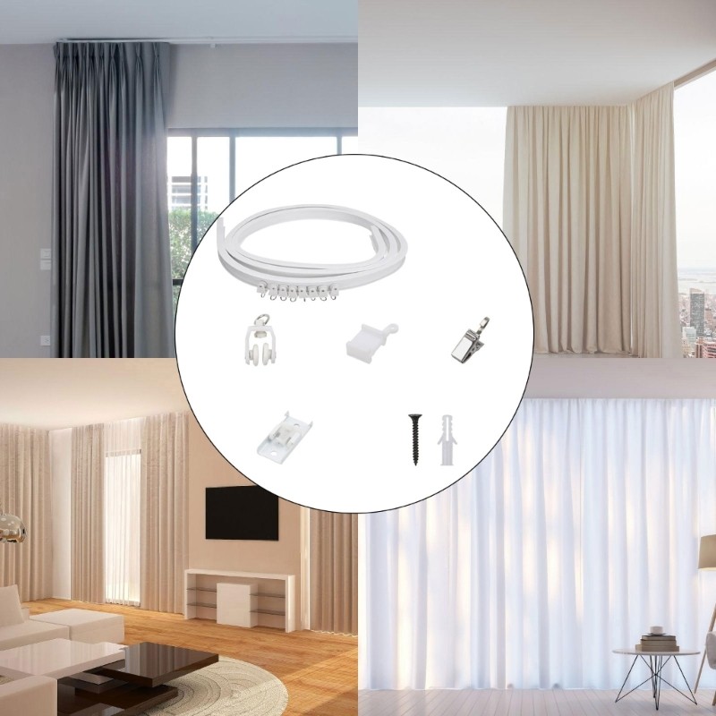Customizable Curtain Rails 5 Meter Bendable and Cuttable Designs with Rollers